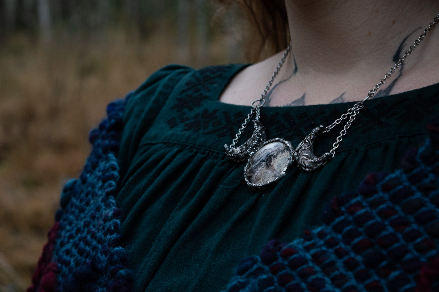 TRIPLE MOON AGATE NECKLACE