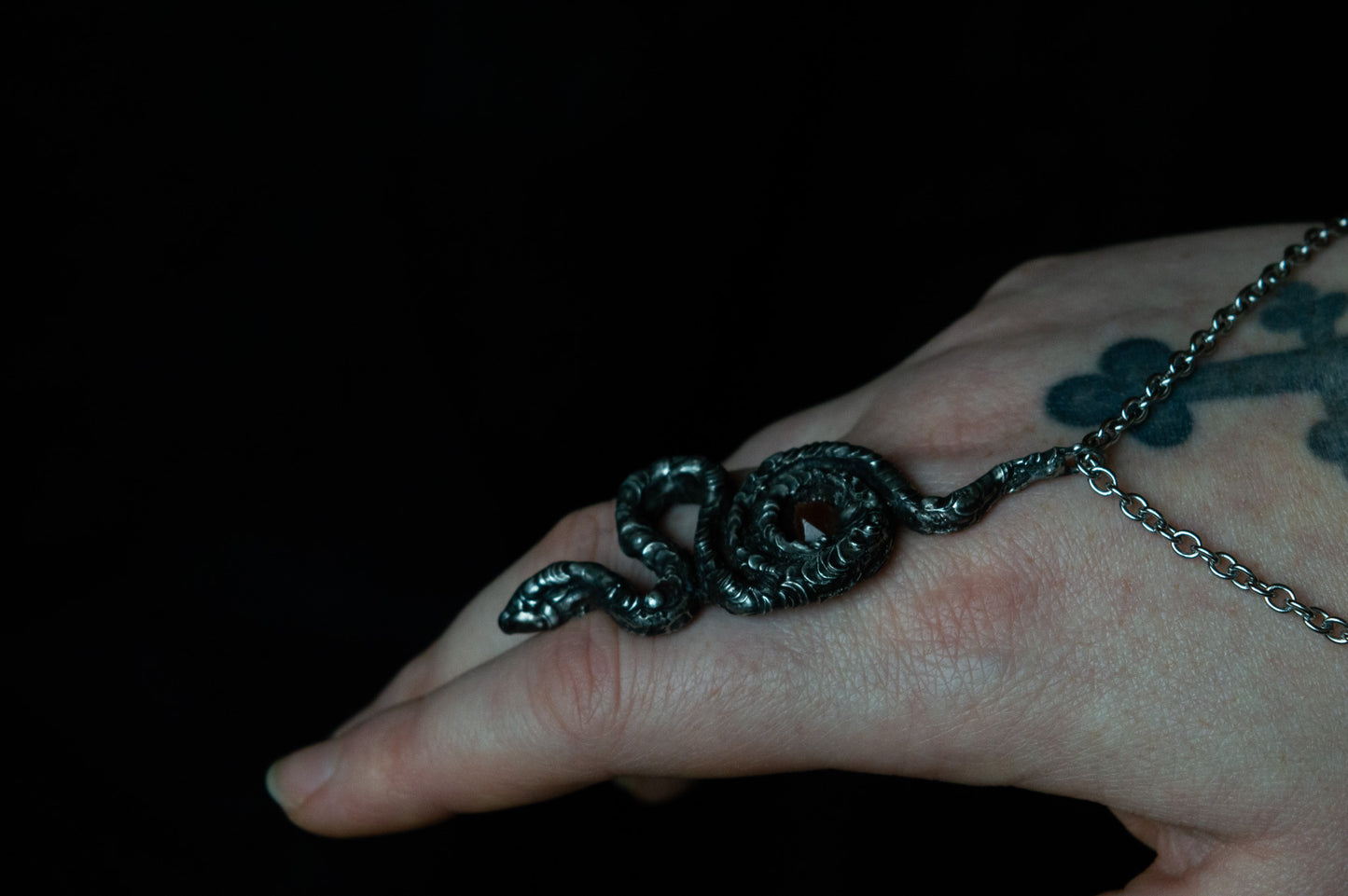 SNAKE & RAW GARNET NECKLACE