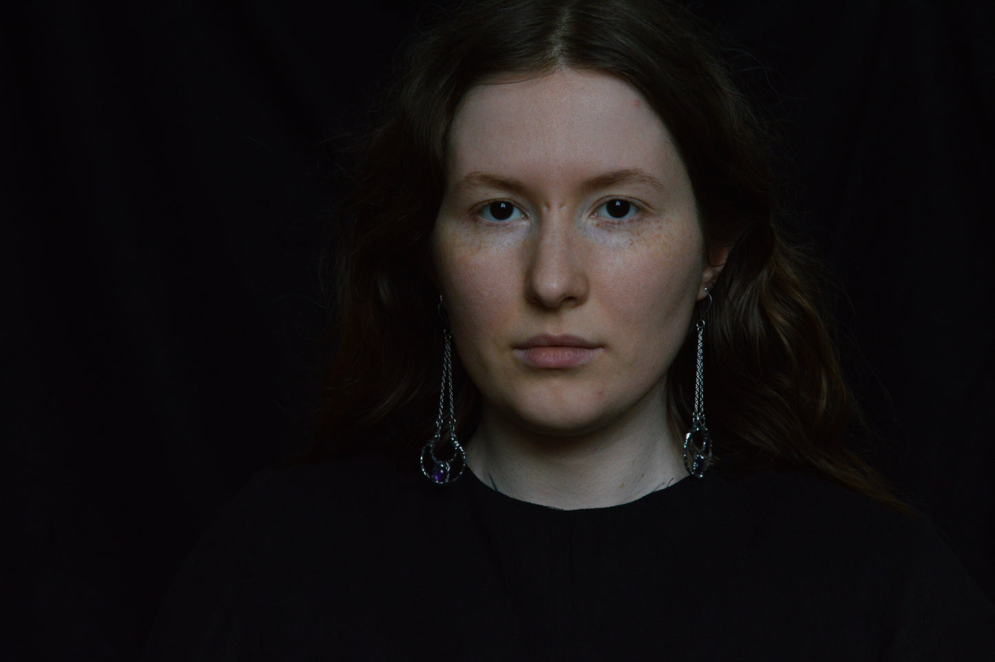 AMETHYST MOON EARRINGS - Myrkra Staðr