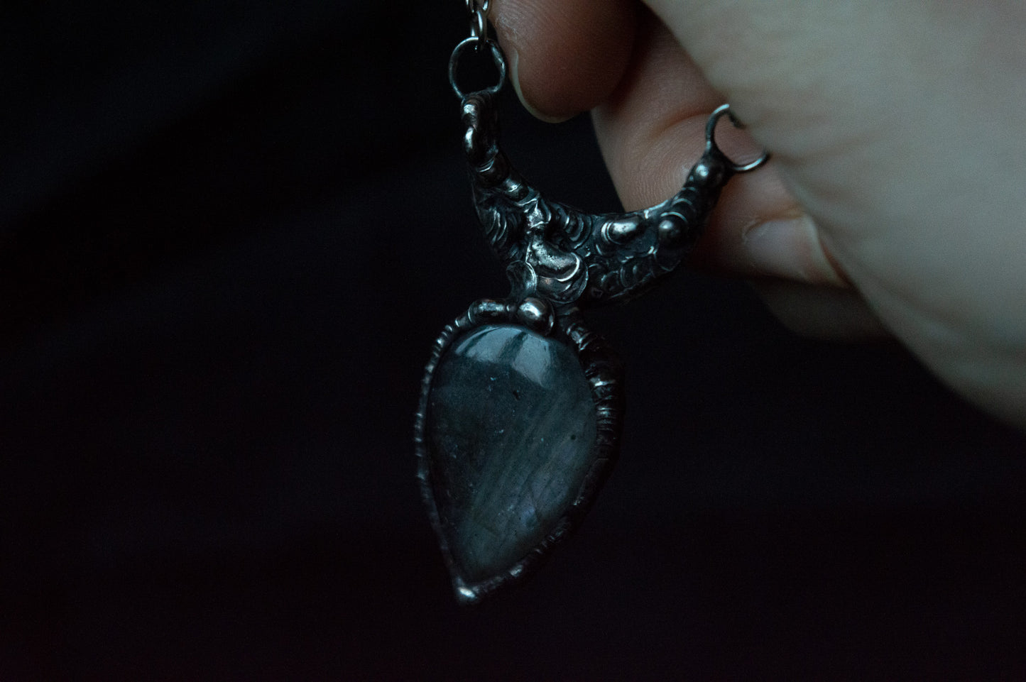 LABRADORITE AND MOON NECKLACE