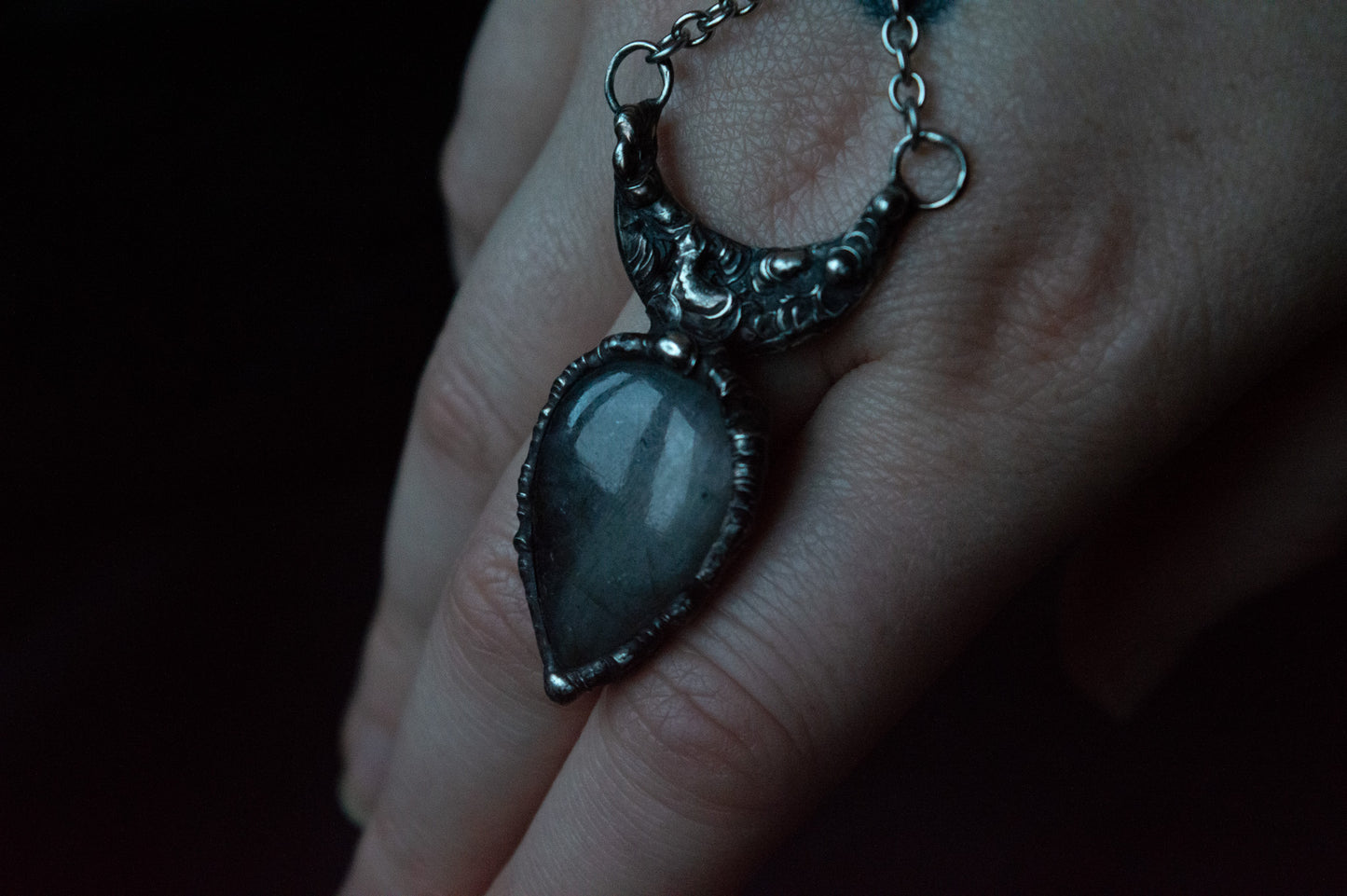 LABRADORITE AND MOON NECKLACE