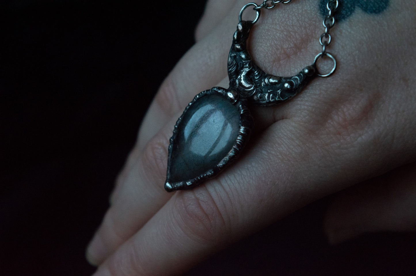 LABRADORITE AND MOON NECKLACE