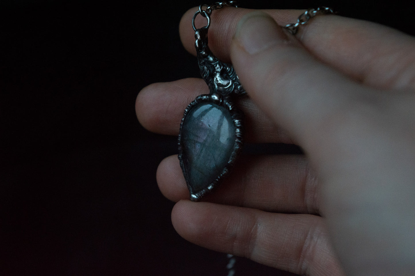 LABRADORITE AND MOON NECKLACE