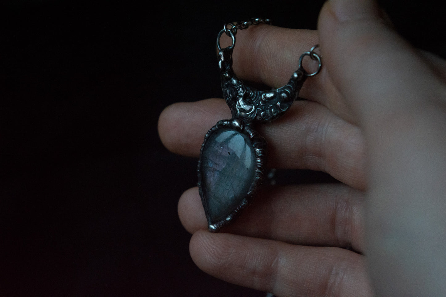 LABRADORITE AND MOON NECKLACE