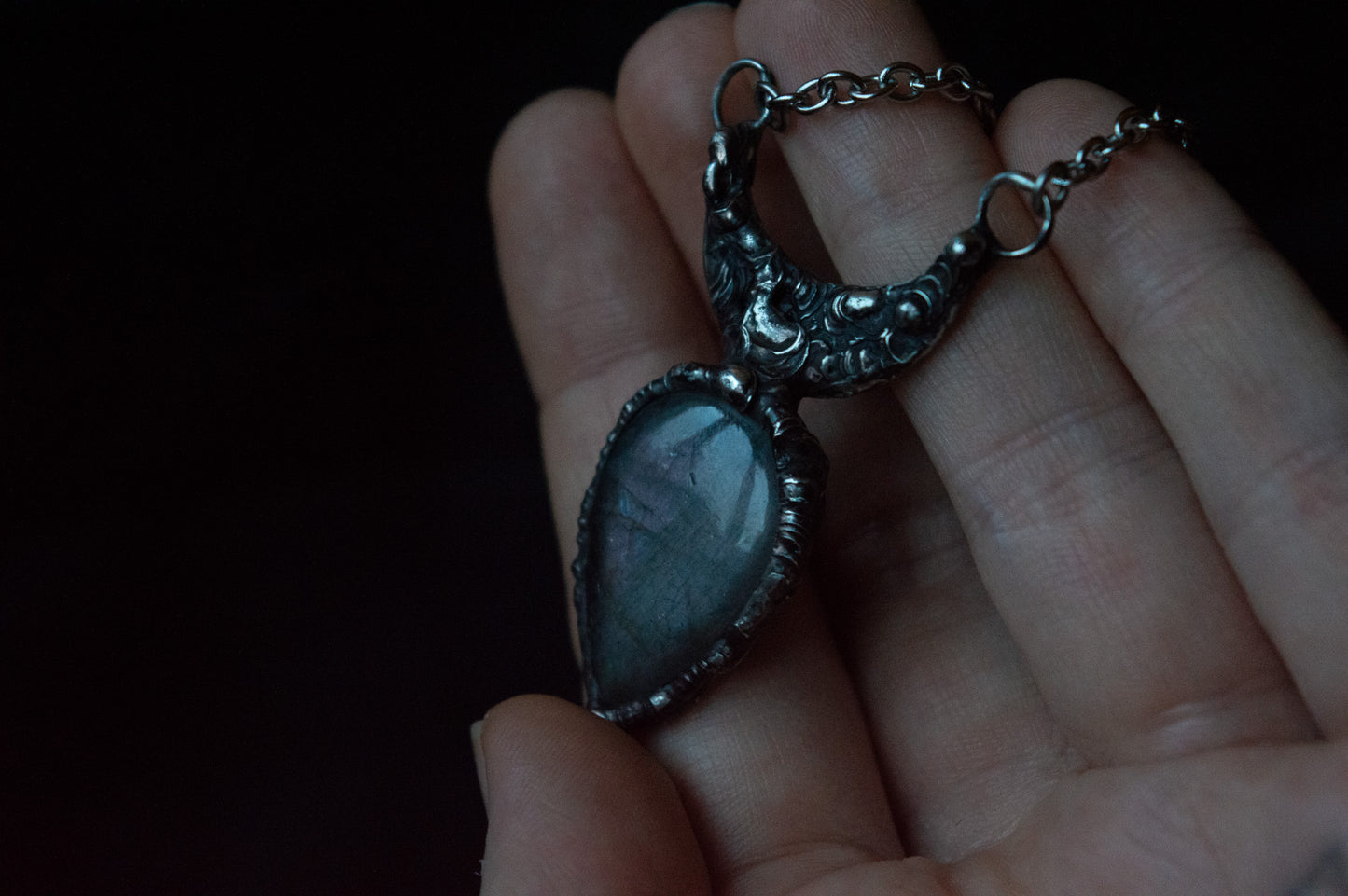 LABRADORITE AND MOON NECKLACE
