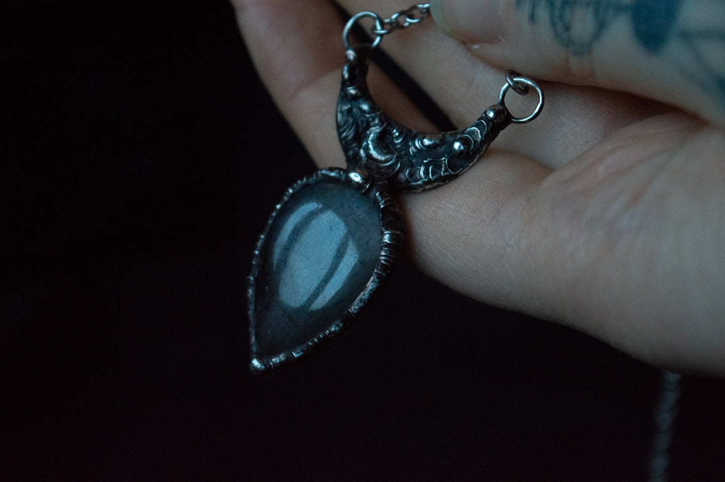 LABRADORITE AND MOON NECKLACE