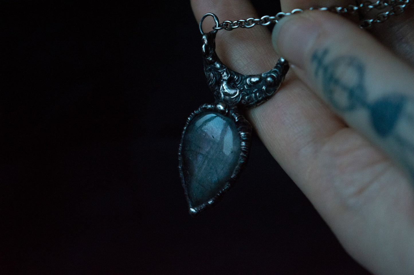 LABRADORITE AND MOON NECKLACE