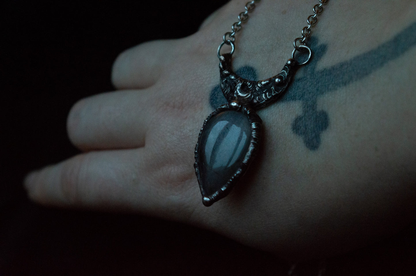 LABRADORITE AND MOON NECKLACE