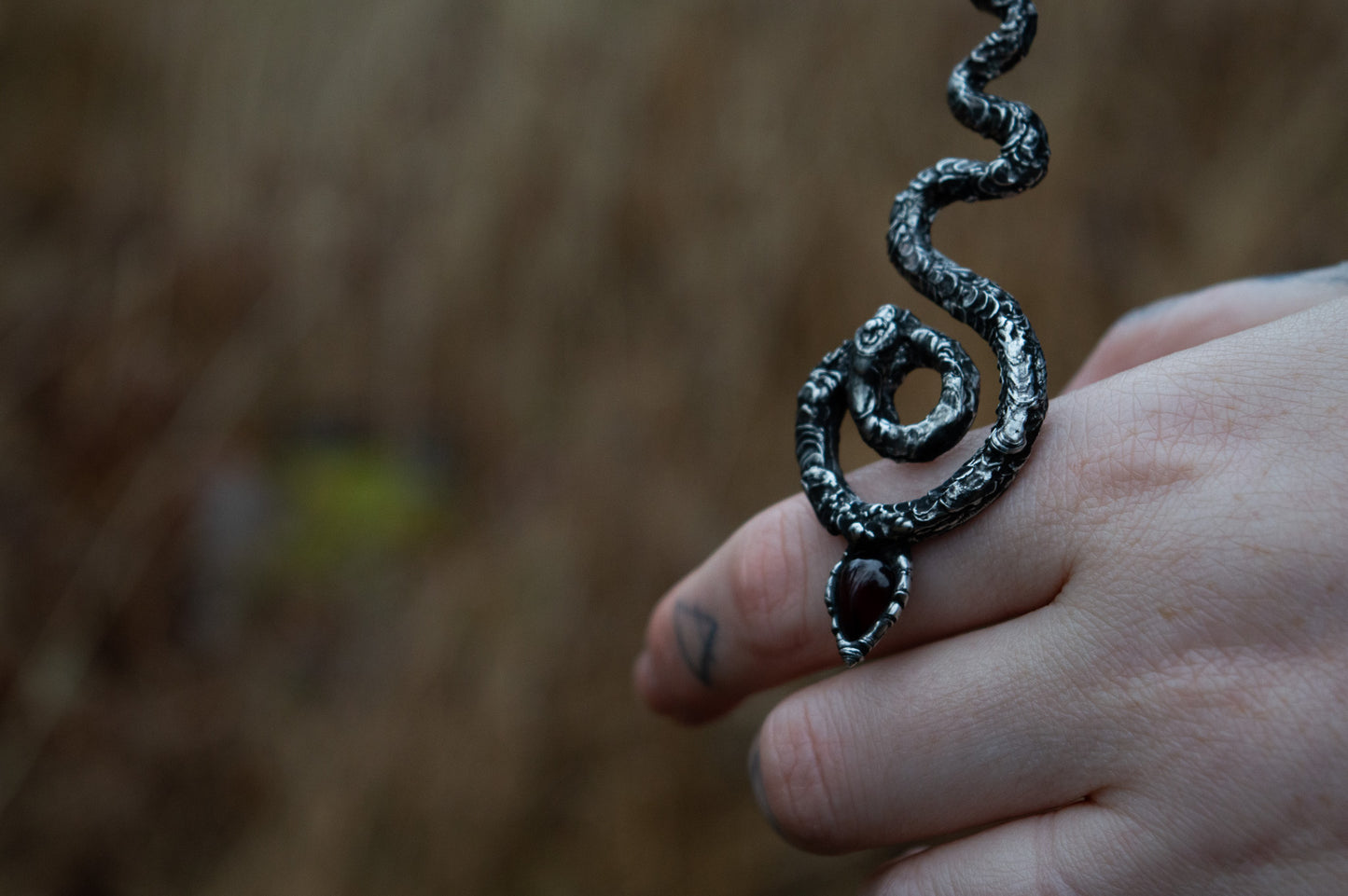 SERPENT & GARNET NECKLACE - Myrkra Staðr