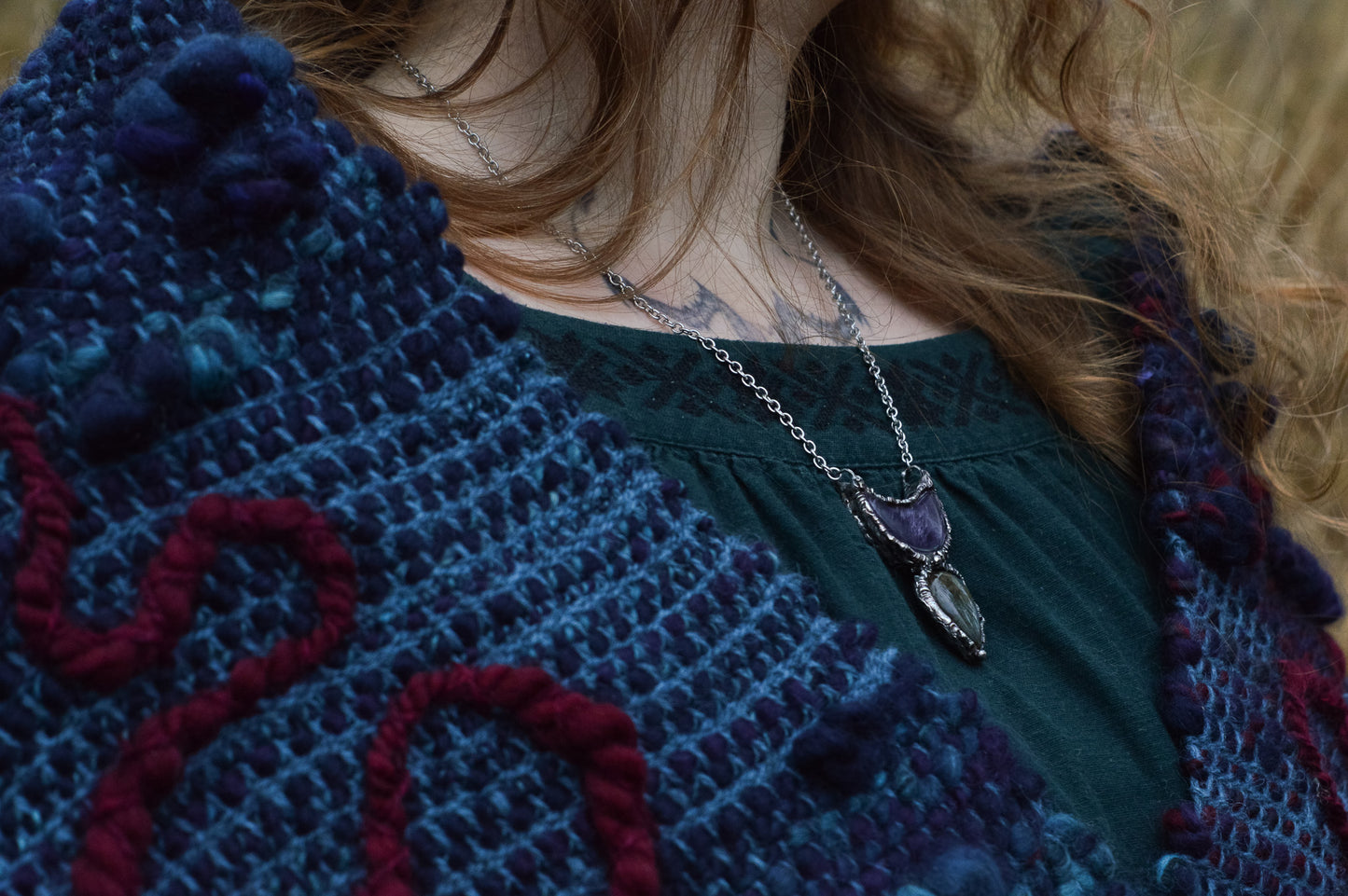 AMETHYST MOON & LABRADORITE NECKLACE - Myrkra Staðr