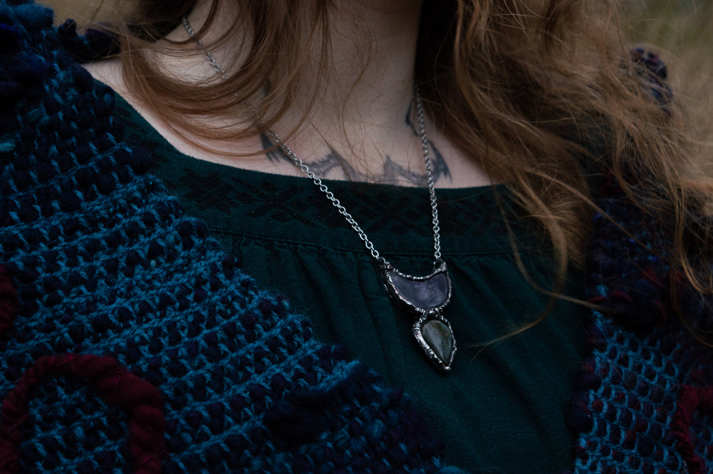 AMETHYST MOON & LABRADORITE NECKLACE - Myrkra Staðr